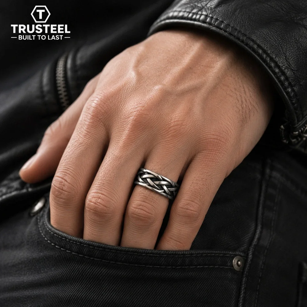 Celtic Knot 316L Stainless Steel Viking Braided Men’s Wedding Ring size 11.